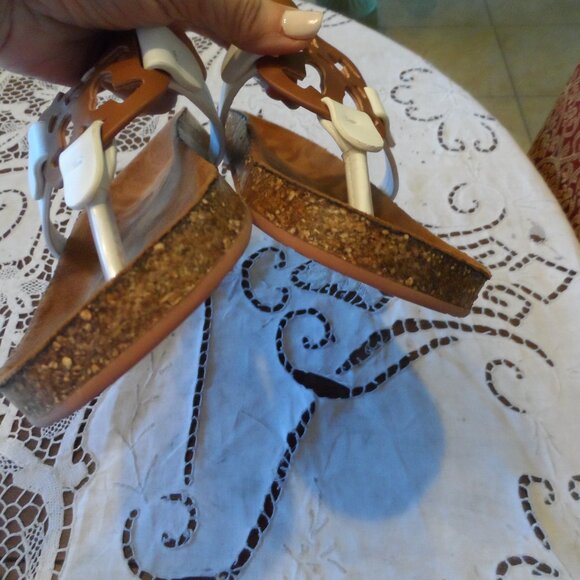 New Tory Burch Miller Cloud Cork Brown/White Leather Size 9B - Picture 10 of 14